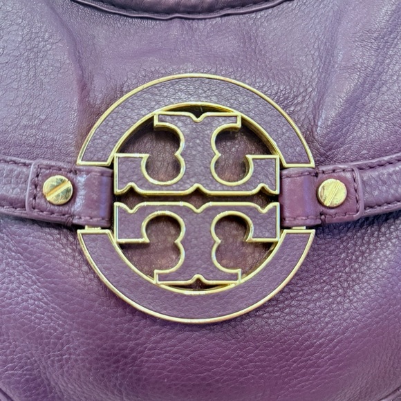 Tory Burch Amanda Aubergine Purple Hobo Handbag - Picture 4 of 14